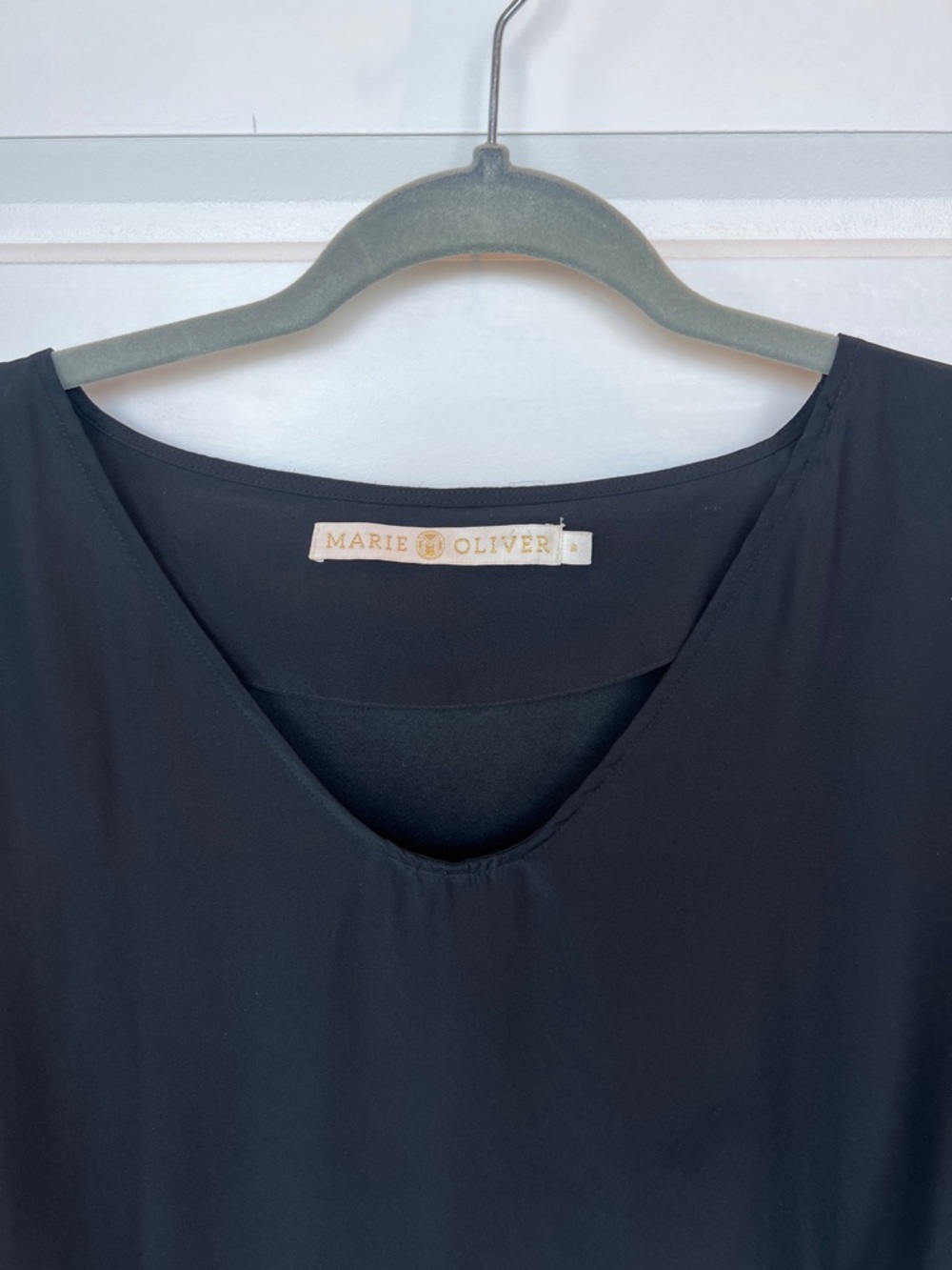 Marie Oliver Black Fringe Dolman Sleeve Silk Top size S - Picture 3 of 7